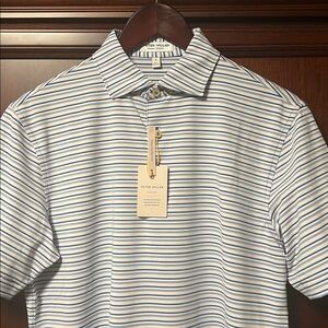 New Peter Millar Summer Comfort Crown Sport Blue Striped Stretch Golf ⛳️ Polo!
